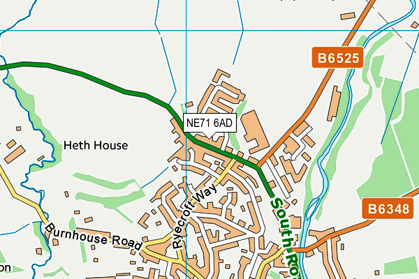 NE71 6AD map - OS VectorMap District (Ordnance Survey)