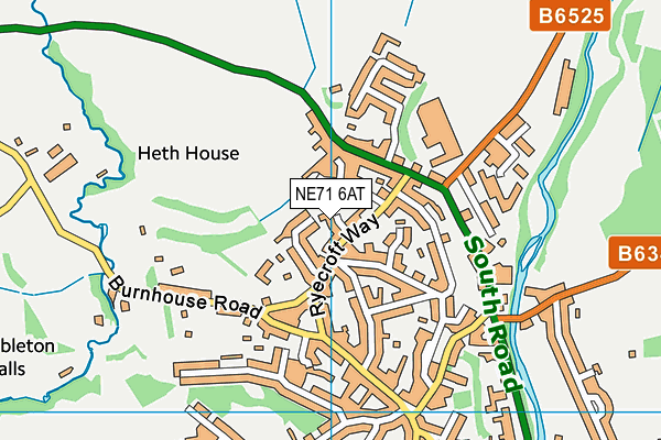 NE71 6AT map - OS VectorMap District (Ordnance Survey)