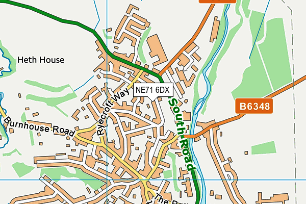 NE71 6DX map - OS VectorMap District (Ordnance Survey)