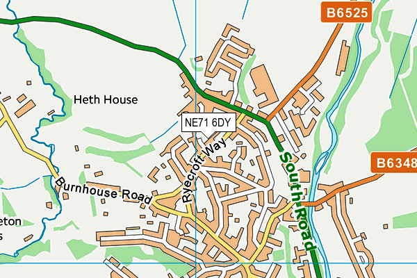 NE71 6DY map - OS VectorMap District (Ordnance Survey)