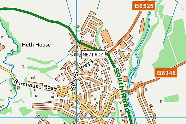 NE71 6DZ map - OS VectorMap District (Ordnance Survey)