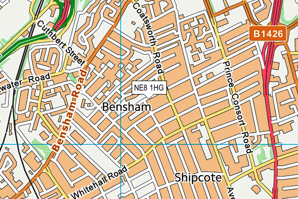 Gateshead Jewish Boarding School map (NE8 1HG) - OS VectorMap District (Ordnance Survey)
