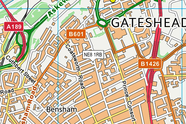 Gateshead Jewish Nursery School map (NE8 1RB) - OS VectorMap District (Ordnance Survey)