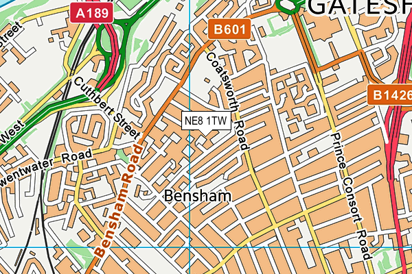 NE8 1TW map - OS VectorMap District (Ordnance Survey)