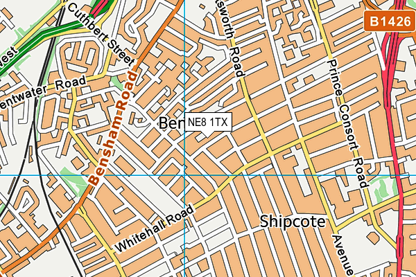 NE8 1TX map - OS VectorMap District (Ordnance Survey)