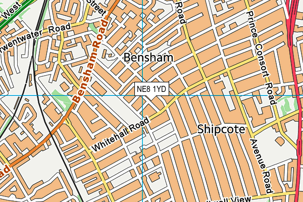 NE8 1YD map - OS VectorMap District (Ordnance Survey)