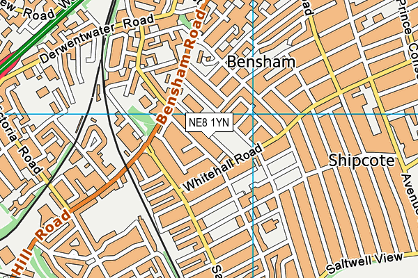 NE8 1YN map - OS VectorMap District (Ordnance Survey)