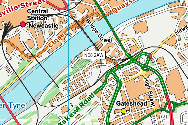 NE8 2AW map - OS VectorMap District (Ordnance Survey)
