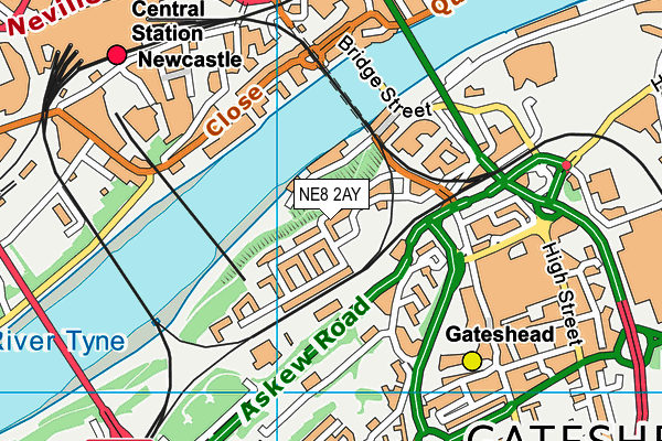 NE8 2AY map - OS VectorMap District (Ordnance Survey)