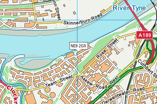NE8 2GX map - OS VectorMap District (Ordnance Survey)