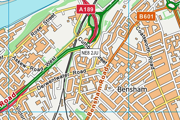 NE8 2JU map - OS VectorMap District (Ordnance Survey)