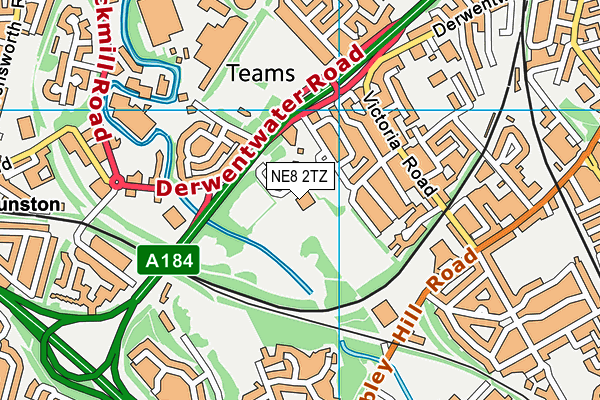 Eslington Park (Gateshead Redheugh) map (NE8 2TZ) - OS VectorMap District (Ordnance Survey)