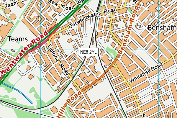 NE8 2YL map - OS VectorMap District (Ordnance Survey)