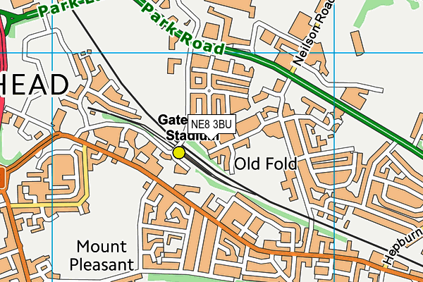 NE8 3BU map - OS VectorMap District (Ordnance Survey)