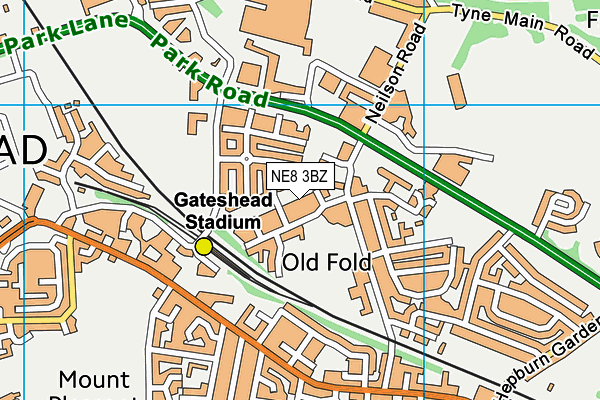 NE8 3BZ map - OS VectorMap District (Ordnance Survey)