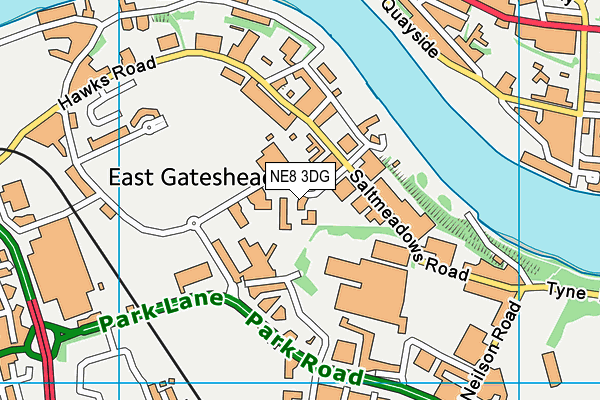 NE8 3DG map - OS VectorMap District (Ordnance Survey)