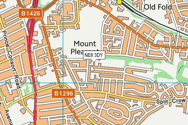 NE8 3DY map - OS VectorMap District (Ordnance Survey)