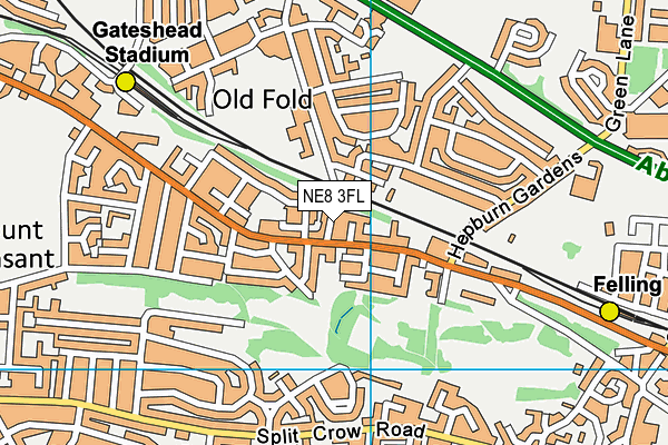 NE8 3FL map - OS VectorMap District (Ordnance Survey)