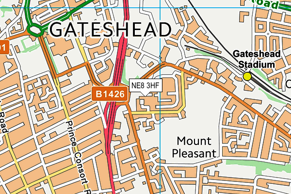 NE8 3HF map - OS VectorMap District (Ordnance Survey)