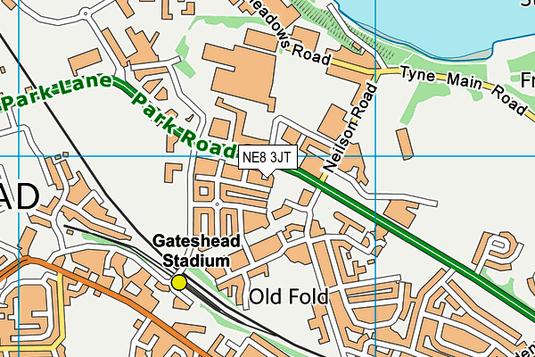 NE8 3JT map - OS VectorMap District (Ordnance Survey)