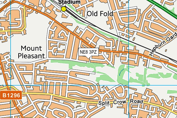 NE8 3PZ map - OS VectorMap District (Ordnance Survey)