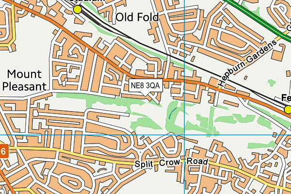 NE8 3QA map - OS VectorMap District (Ordnance Survey)