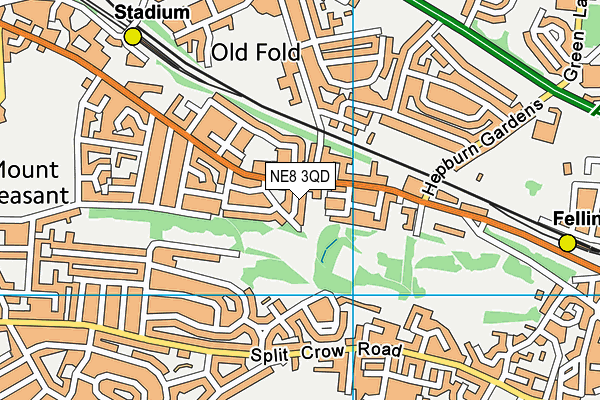NE8 3QD map - OS VectorMap District (Ordnance Survey)