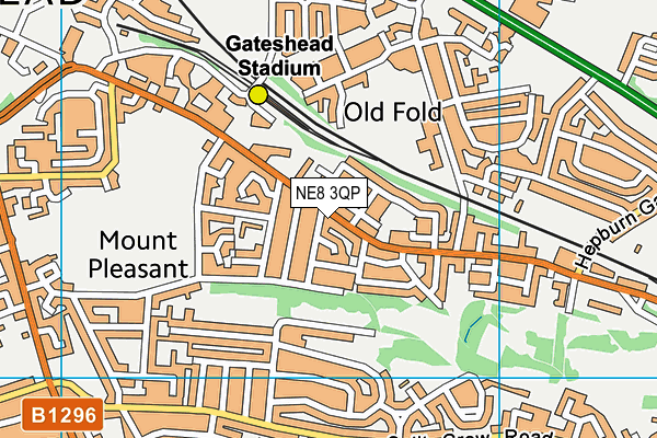 NE8 3QP map - OS VectorMap District (Ordnance Survey)