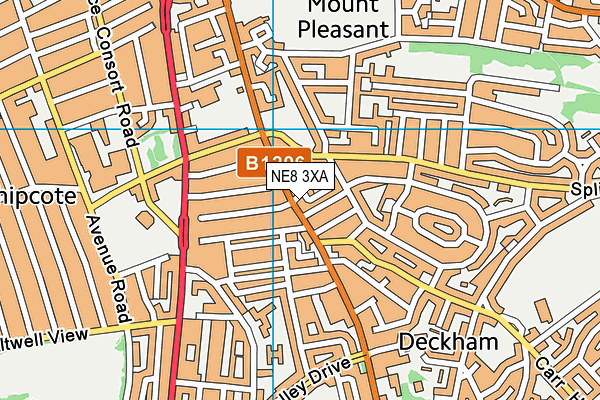 NE8 3XA map - OS VectorMap District (Ordnance Survey)