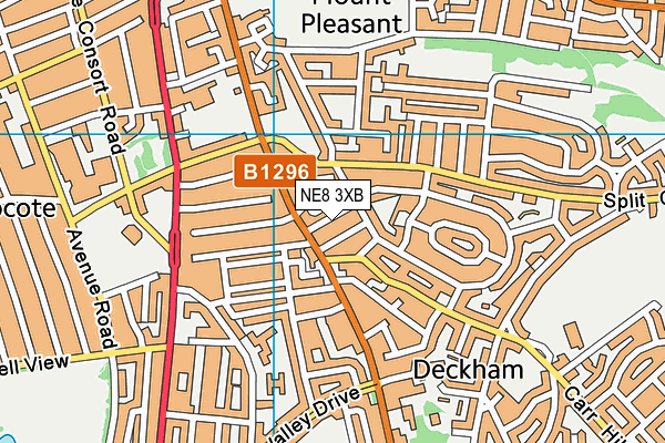 NE8 3XB map - OS VectorMap District (Ordnance Survey)
