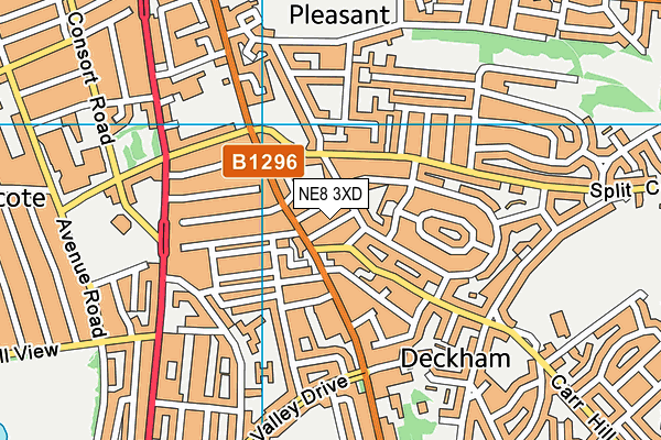NE8 3XD map - OS VectorMap District (Ordnance Survey)