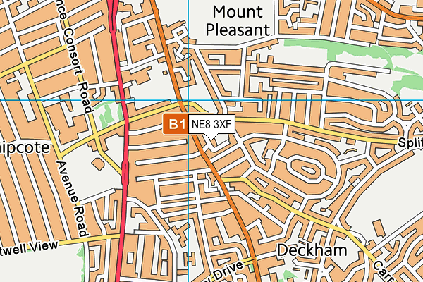 NE8 3XF map - OS VectorMap District (Ordnance Survey)