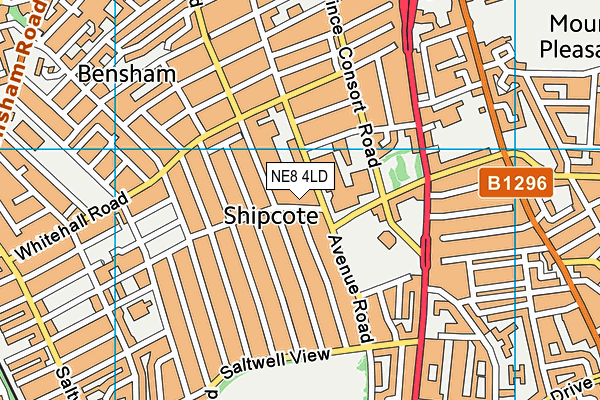 NE8 4LD map - OS VectorMap District (Ordnance Survey)
