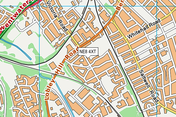 NE8 4XT map - OS VectorMap District (Ordnance Survey)