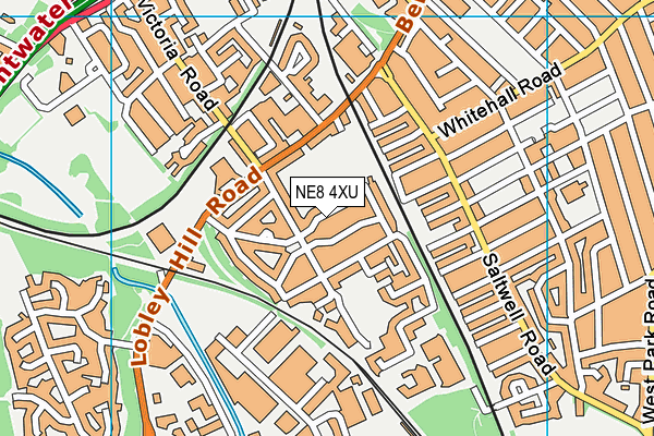 NE8 4XU map - OS VectorMap District (Ordnance Survey)