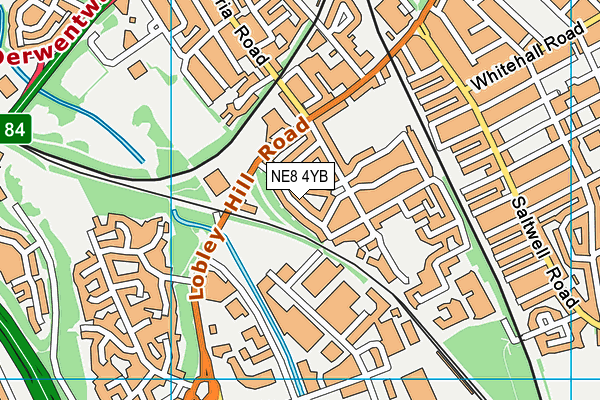 NE8 4YB map - OS VectorMap District (Ordnance Survey)