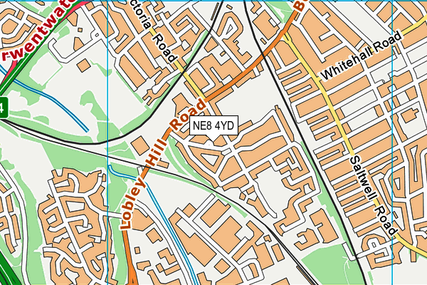 NE8 4YD map - OS VectorMap District (Ordnance Survey)