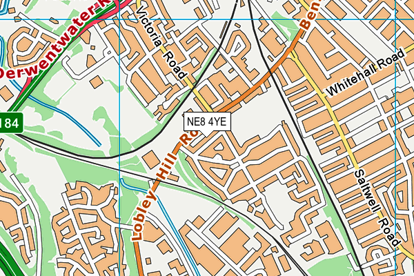 NE8 4YE map - OS VectorMap District (Ordnance Survey)