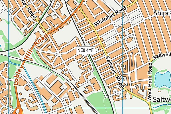 NE8 4YF map - OS VectorMap District (Ordnance Survey)