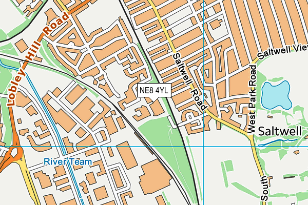NE8 4YL map - OS VectorMap District (Ordnance Survey)