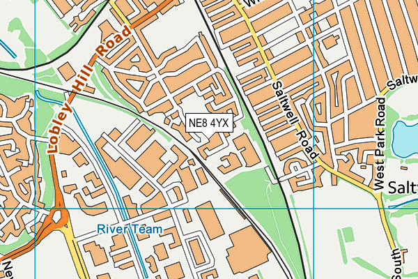 NE8 4YX map - OS VectorMap District (Ordnance Survey)