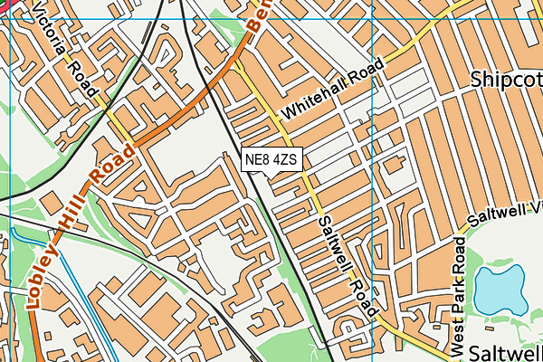 NE8 4ZS map - OS VectorMap District (Ordnance Survey)