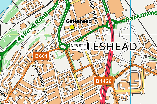 NE8 9TE map - OS VectorMap District (Ordnance Survey)