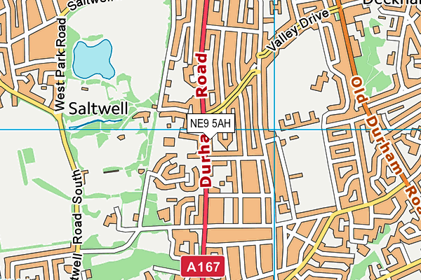 NE9 5AH map - OS VectorMap District (Ordnance Survey)