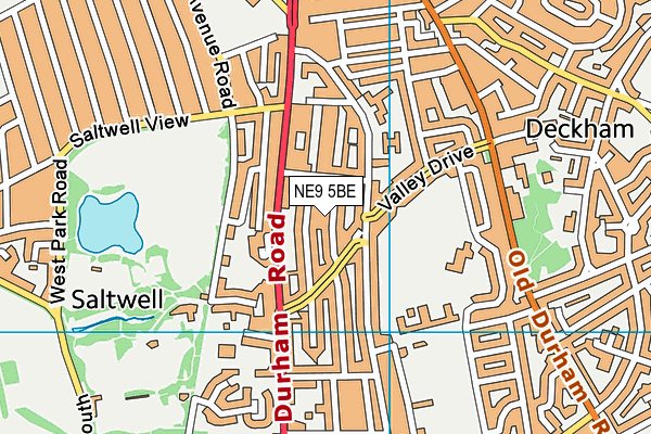 NE9 5BE map - OS VectorMap District (Ordnance Survey)