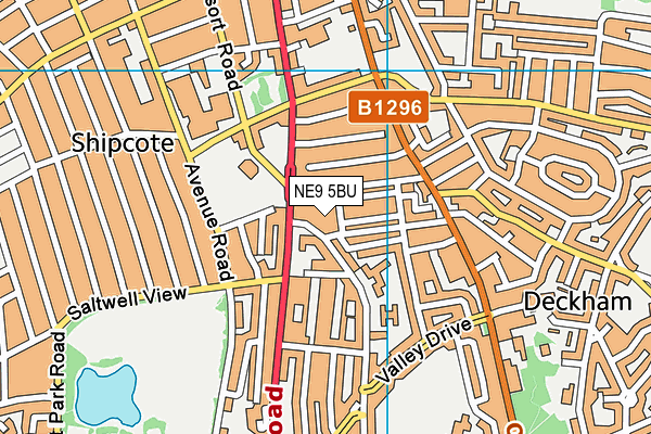 NE9 5BU map - OS VectorMap District (Ordnance Survey)