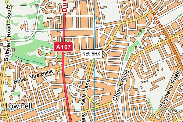 Kells Lane Primary School map (NE9 5HX) - OS VectorMap District (Ordnance Survey)