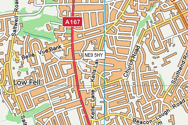 NE9 5HY map - OS VectorMap District (Ordnance Survey)