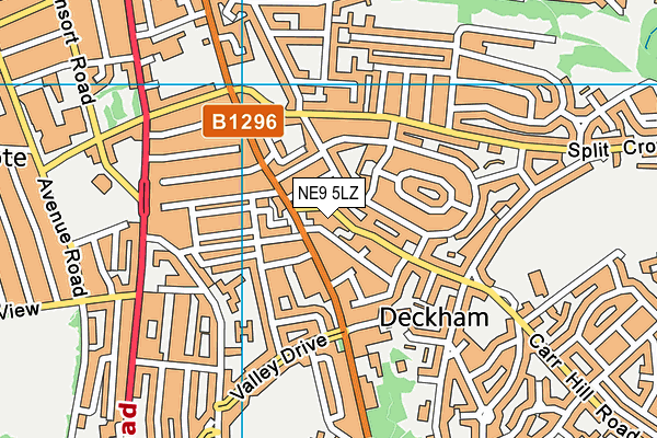 NE9 5LZ map - OS VectorMap District (Ordnance Survey)