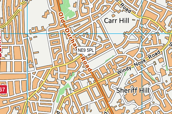 NE9 5PL map - OS VectorMap District (Ordnance Survey)